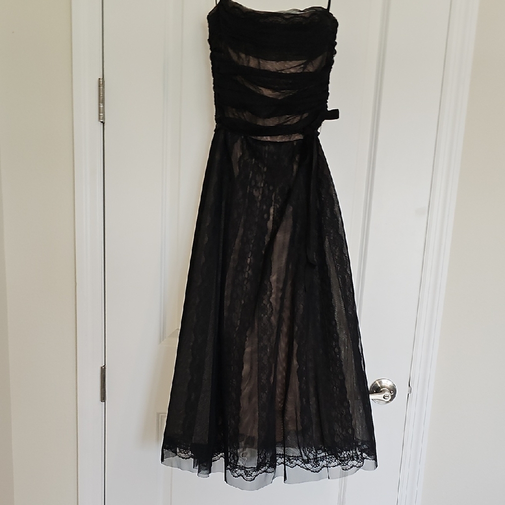 BCBGMaxAzria Black Strapless Gown Cocktail Dress